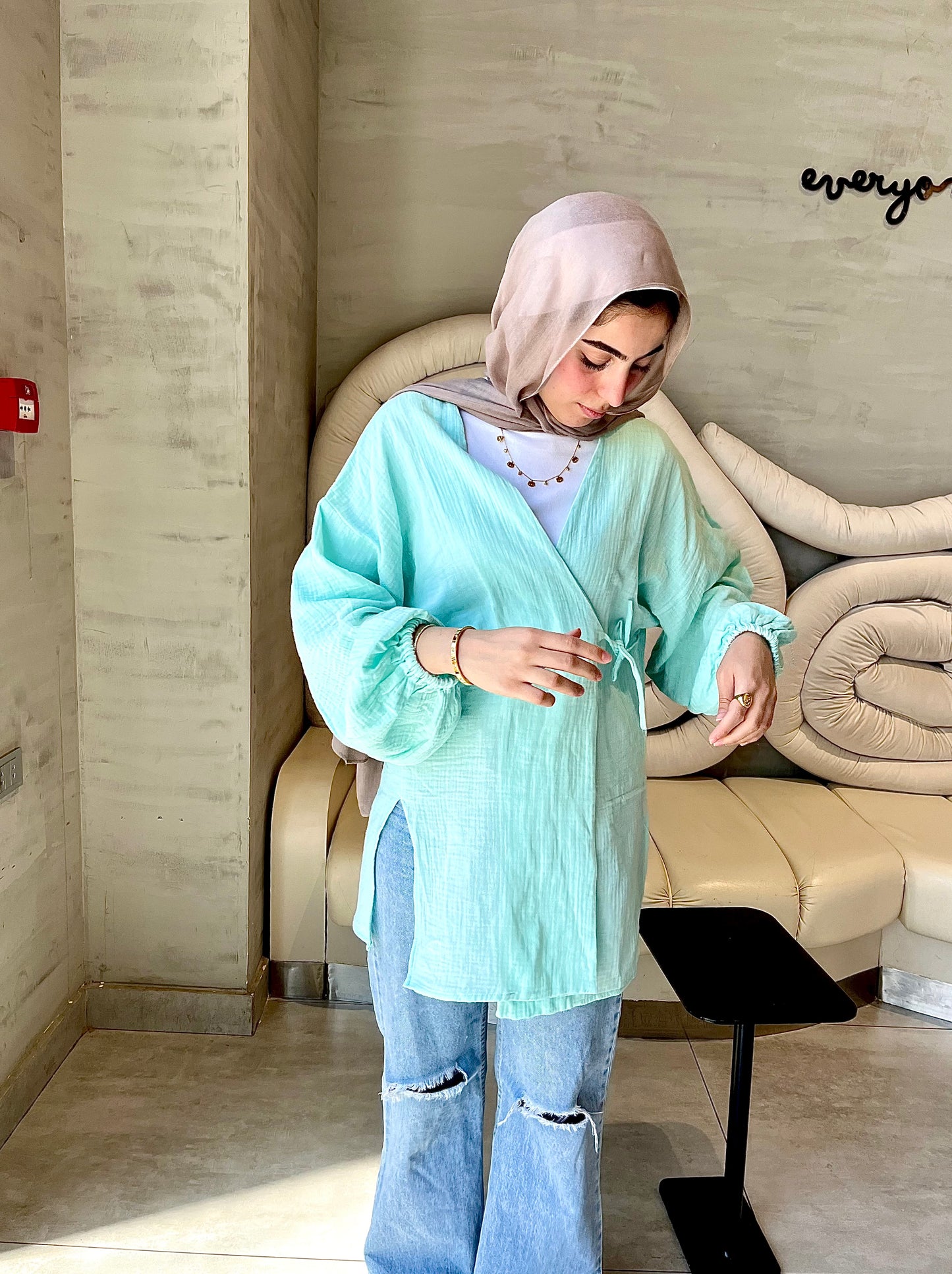 Linen babyblue blouse