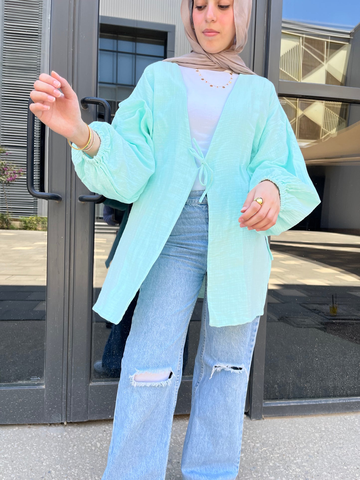 Linen babyblue blouse