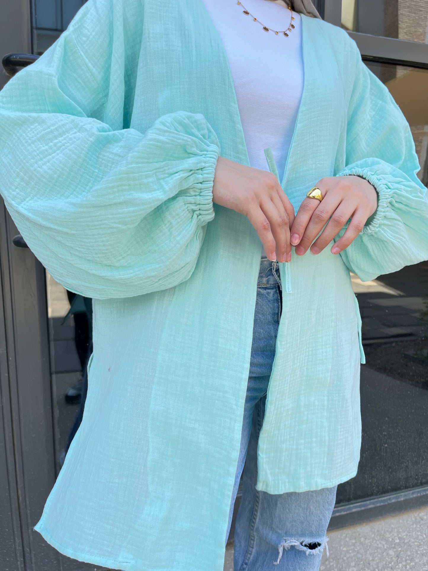 Linen babyblue blouse