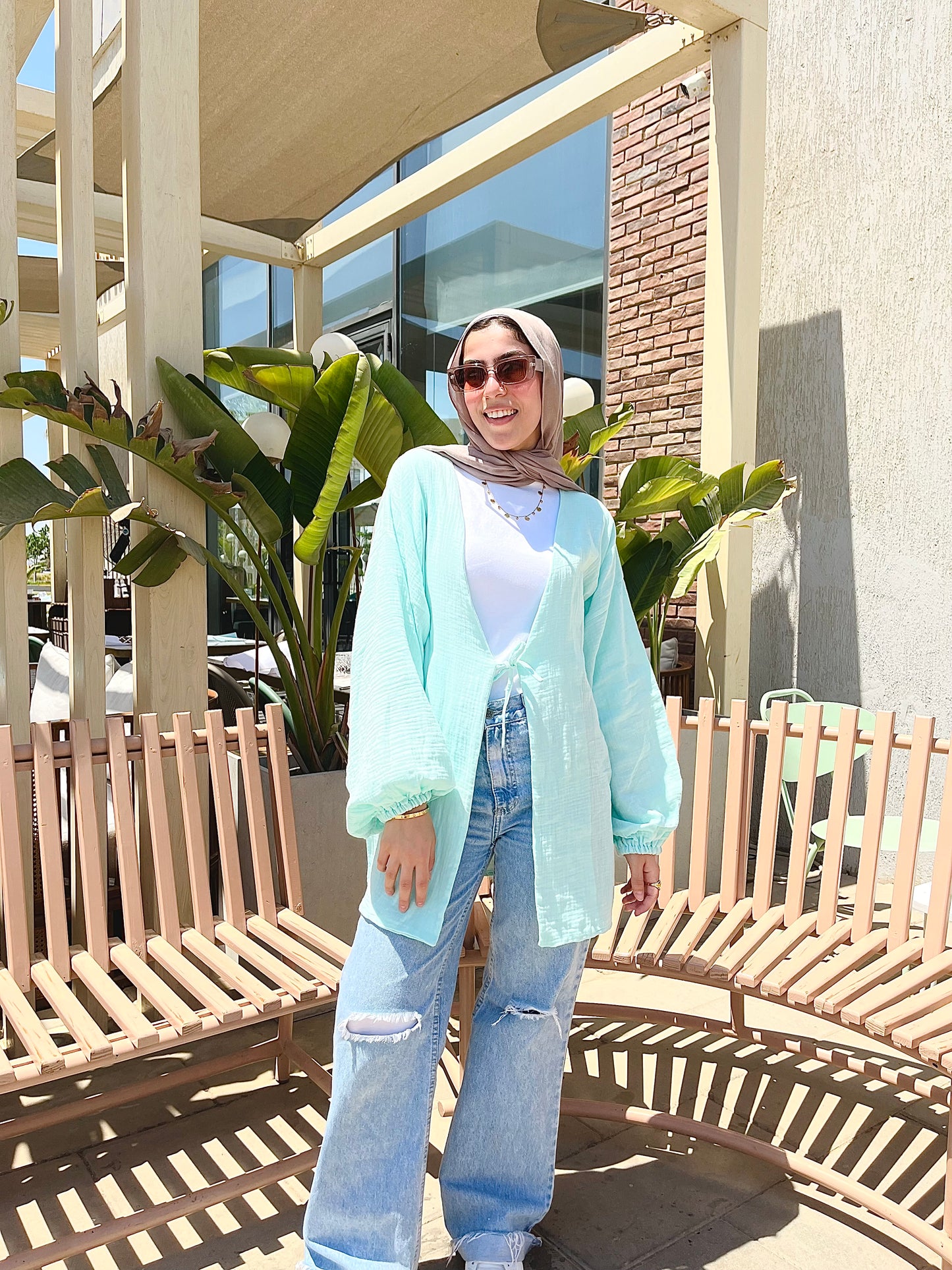 Linen babyblue blouse
